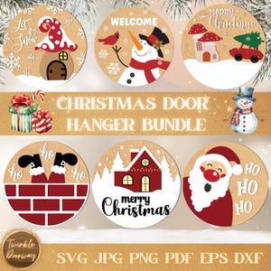Christmas Door Hanger Bundle, Digital Download, Holiday Sign SVG, Glowforge Laser Files, Cricut Winter Decor, Farmhouse Christmas Bundle Svg
