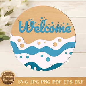 Welcome Beach Sign SVG: Coastal Door Hanger, Nautical Decor (Digital Download)