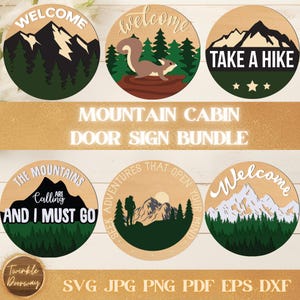 Mountain Cabin Door Sign Bundle: Rustic Lodge Decor SVG (Digital Download)