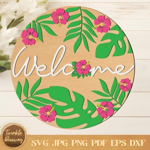 Aloha Hibiscus Flower Sign, Digital Download, Glowforge
