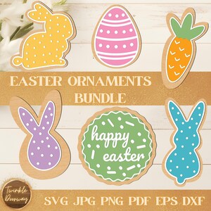 Easter Ornament Bundle, Digital Download, Easter SVG Files, Glowforge Laser Cut File, Cricut, Spring Decor, Easter Bunny, Holiday Craft