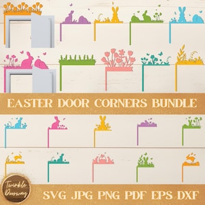 Easter Door Corners Bundle SVG, Easter Decor SVG, Bunny Door Trim, Glowforge Easter Laser Cut Files, Easter Door Corner Signs, Spring Decor