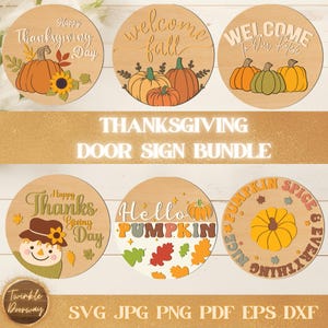 Thanksgiving Door Sign Bundle: Fall Decor SVG Laser Files (Digital Download)