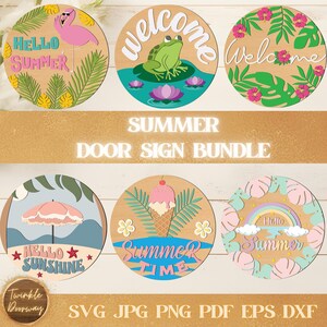 Summer Door Sign SVG Bundle: Laser Cut Files (Digital Download)