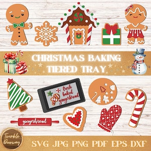 Christmas Baking Tiered Tray SVG Bundle: Holiday Kitchen Decor Laser Cut Files