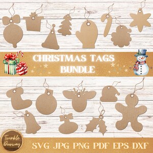 Christmas Tags SVG Bundle: Laser Cut Gift Tag Designs (Digital Download)