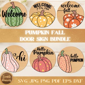 Pumpkin Fall Door Sign SVG Bundle: Laser Cut Files (Digital Download)