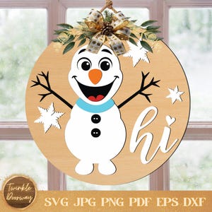 Snowman Door Hanger Svg, Digital Download, Winter Door Sign SVG, Glowforge Laser File, Cricut, Christmas Decor, Holiday Snowman Door Sign