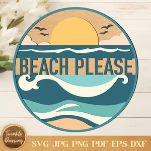 Teken voor strand: Coastal Door Hanger SVG, lasergesneden bestand (digitale download)