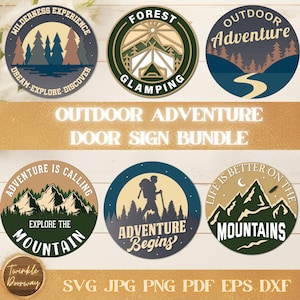 Outdoor Adventure Sign Bundle: Camping, Hiking, Cabin Decor (Digital Download)