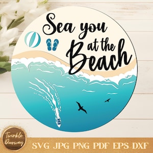 Strandbord SVG: Coastal Door Hanger, Glowforge-laserbestand (digitale download)