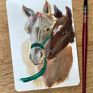 Postkarte 10x15cm, Pferdeliebe, Grußkarte, handgemalte Gouachekarte, Originalkarte, Aquarellfarben, Wasserfarben