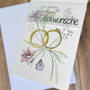 A6 Hochzeitskarte, Klappkarte Aquarell, Glückwunschkarte Trauung, edle Karte, Karte Hochzeit, Karte für Brautpaar, Geschenkkarte Hochzeit