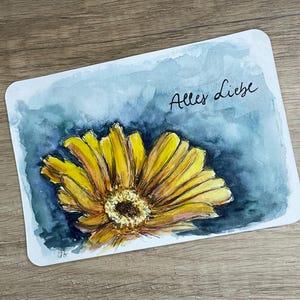 handgemalte A6 Glückwunsch Postkarte Geburtstagskarte, Aquarell Karte, Grußkarte, Originalkunst auf Karte, Muttertag, Postkarte Blume, Liebe