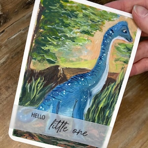 Original handgemalte Karte A6 mit Dinosaurier, Gouache Kunstkarte, Karte Dino, Handgemachte Karte Geburtstag besonders, Postkarte