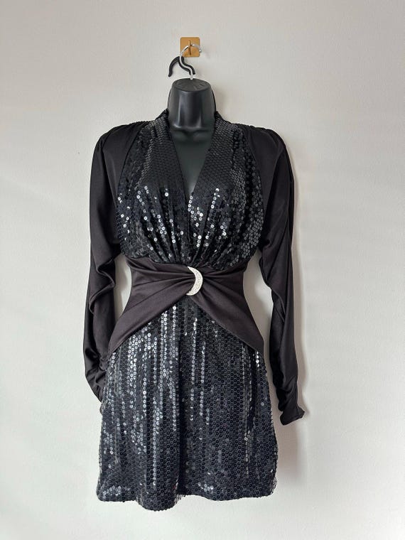 black sequin mini dress long sleeve Fantasy Long Sleeve Mini by Nookie main image 0