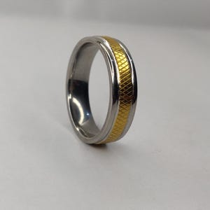 Belle bague en argent avec incrustation d&#39;or pour homme, bague unisexe, bague pour lui, cadeau pour lui