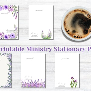 Pure Worship Purple Floral JW Letter Writing Stationery Set | 10 Printable Templates | Lined & Unlined | Ministry Paper | Digital Download