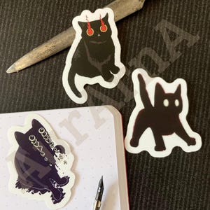 Pack de 3 stickers | autocollants chats - Chats Noirs du Chaos/Black Cats of Chaos