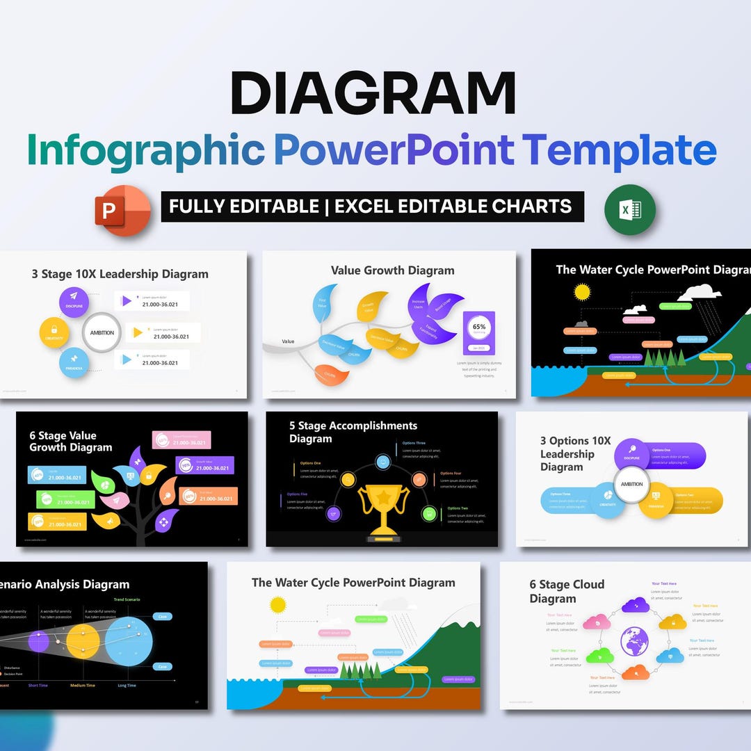 Diagram Infographic Powerpoint Template | Editable Data Flow & Business ...
