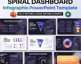 Spirale Dashboard Infografik Power Point Vorlage | Datenanalytik & Trendberichte