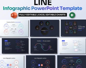 Linie Infografik Power Point Vorlage | Bearbeitbares Datendiagramm & Wachstumstrend PPT