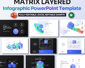 Matrix Layered Infografik Powergold | Wettbewerbsfähigkeit & Business Wachstum PPT