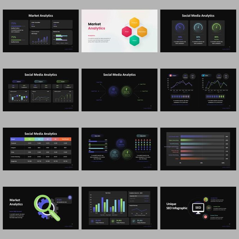 Analytic Market Powerpoint Template | Data-driven Business Slides ...