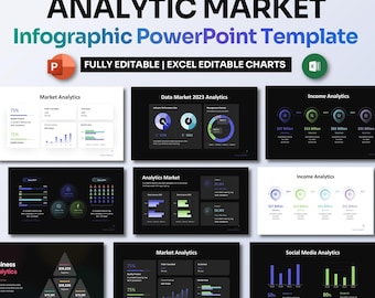 analytischer Markt Power Point Vorlage | Datengetriebene Business Folien | Marketing-Infografik