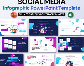 Social Media Infografik Power Point Vorlage | Digitales Marketing & Engagement Folien
