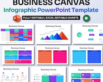 Business Canvas Infografik Power Point | Bearbeitbare Geschäftsmodell Folien | Strategierahmen