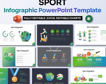 Sport Infografik Power Point Vorlage | Fitness, Game Plan & Sportmarketing PPT
