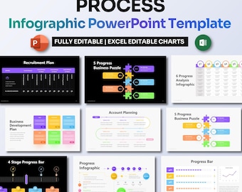 Prozess Infografik Power Point Vorlage | Folien zu Arbeitsablauf & Betriebsstrategie