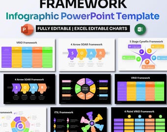 Rahmen Infografik Power Point Vorlage | Business Strategie & Modell Folien