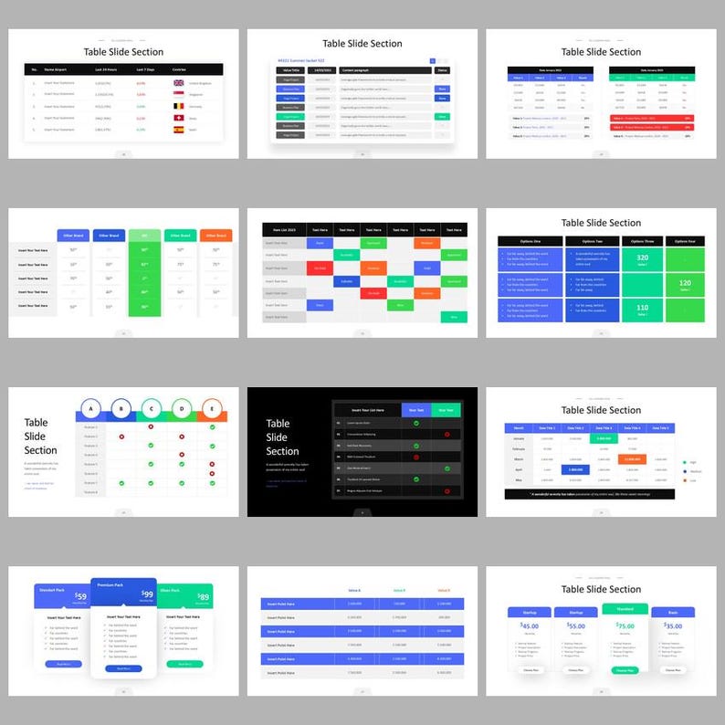 Table Section Infographic Powerpoint Template | Editable Data Charts ...