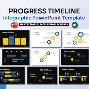 Progress Timeline Infographic PowerPoint | Goal Tracking & Business Roadmap PPT