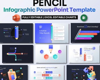 Bleistift Infografik Power Point Vorlage | Kreatives Business & Design Thinking PPT