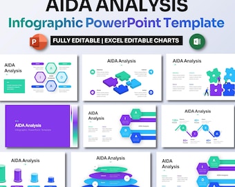AIDA Infografik Powergold | Digitales Marketing PPT | Bearbeitbare Vorlage