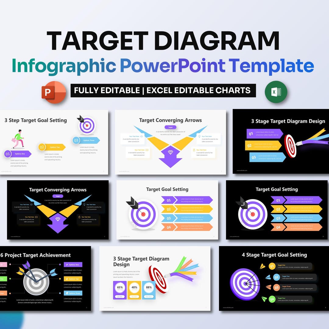 Target Diagram Powerpoint Template | Goal Planning & Business Strategy ...