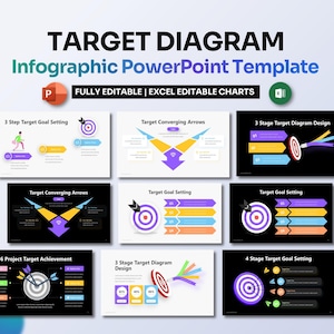 Modello di PowerPoint per diagramma di destinazione / Pianificazione degli obiettivi e strategia aziendale PPT