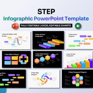 Stapinfographic Sjablonen PowerPoint presentatie | Meerfasenplanning en datavisualisatie