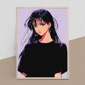 Anime Style Printable Art, Digital Art Download, Printable Poster, Aesthetic Home Decor, Digital Artwork for Interior Design, Wall Decor