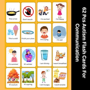 Tarjetas de comunicación para TEA, tarjetas de memoria para el habla, tarjetas no verbales, autismo con necesidades especiales, niños autistas, tablero de comunicación, imprimible
