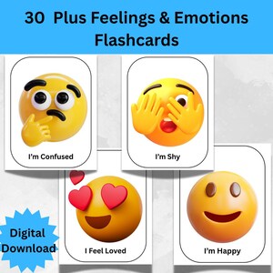 Emotion Flash cards | Printable Feelings Flash cards | Emotions Chart Instant download - Educational - Homeschool - Teacher Resources