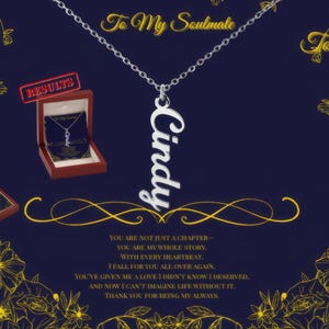 Custom Name Necklace – Soulmate Jewelry with Romantic Card – Gift for Her, Wife, Girlfriend – Personalized Love Keepsake