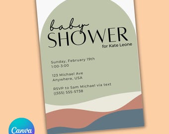 Invitación moderna minimalista con arco para baby shower