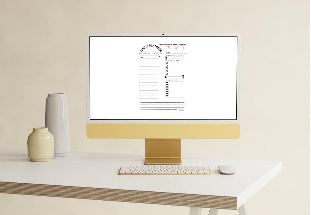 Minimalist Aesthetic Daily Planner Printable PDF Pink Soft Neutral ...