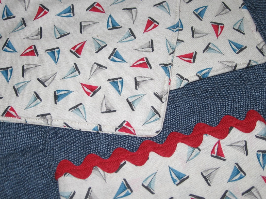 Linen Tea Towel Set With Sail Boats Etsy