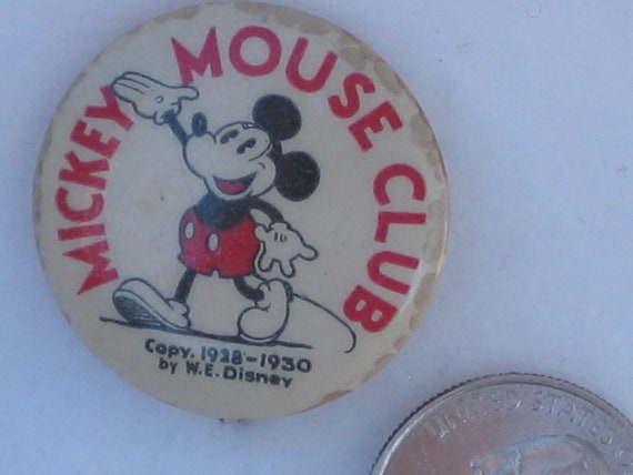 Vintage Mickey Mouse Club 1930's Pin back button