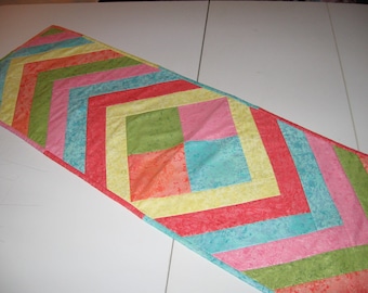 Quilted Pastel Table runner or Easter Runner